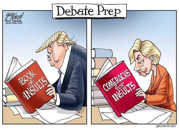 trump clinton debate cartoon 2016